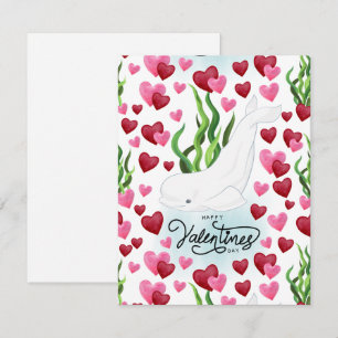 Beluga Whale Love Valentine’s Day Card in White