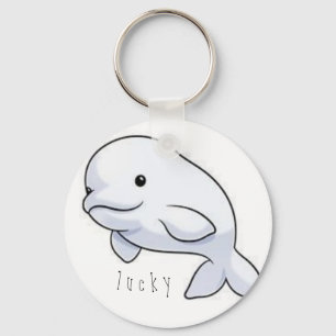 beluga whale lucky charm keychain