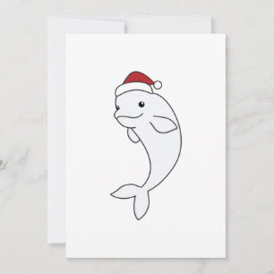 Beluga Whale Merry Christmas Winter Animals Whales Holiday Card