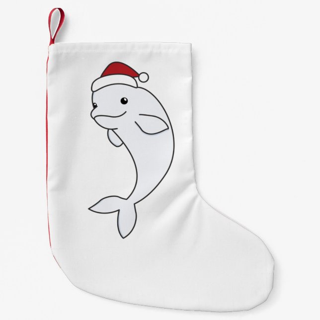 Beluga Whale Merry Christmas Winter Animals Whales Small Christmas Stocking (Front)