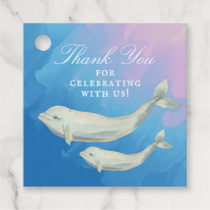 Beluga Whale Mom and Calf Baby Shower Favour Tags