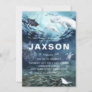 Beluga Whale   Ocean Birthday Party Invitation