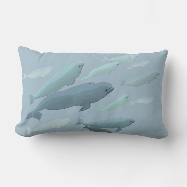 Beluga Whale Pillow Baby Beluga Whale Throw Pillow (Front)