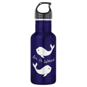 Beluga Whale Water Bottle (White Text)