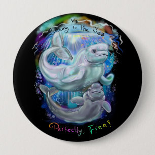 Beluga Whales 4 Inch Round Button