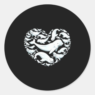 Beluga Whales Valentine Days For Kids Boy Girl Men Classic Round Sticker