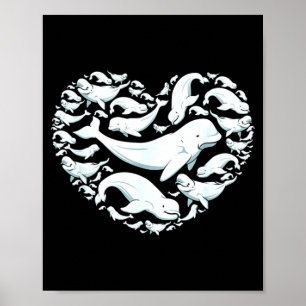 Beluga Whales Valentine Days For Kids Boy Girl Men Poster