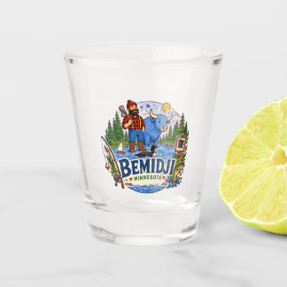 Bemidji Minnesota Paul Bunyan & Babe the Blue Ox Shot Glass