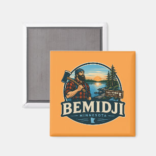 Bemidji Minnesota Paul Bunyan Rustic Northwoods Magnet