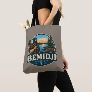 Bemidji Minnesota Paul Bunyan Rustic Northwoods Tote Bag