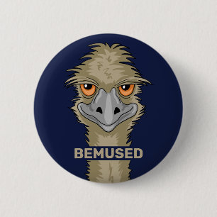 Bemused Funny Emu Pun 2 Inch Round Button