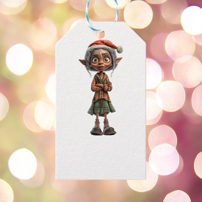 Bemused Grandma Christmas Elf White Gift Tag (Creator Uploaded)