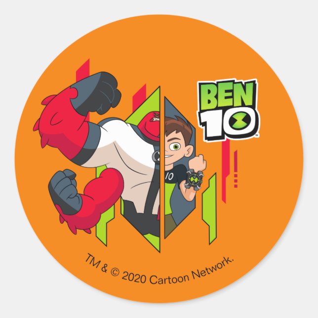 Ben 10 Four Arms DNA Transformation Classic Round Sticker (Front)