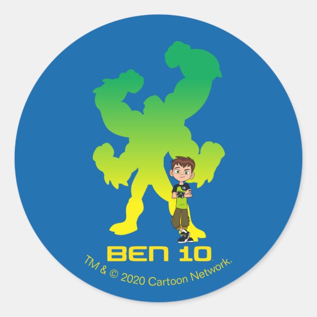 Ben 10 & Four Arms Shadow Classic Round Sticker (Front)
