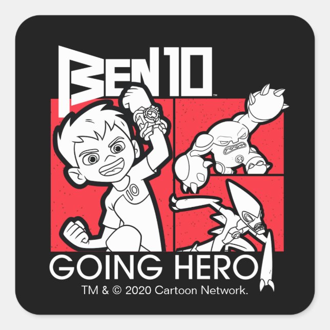 Ben 10 Going Hero Square Sticker (Front)