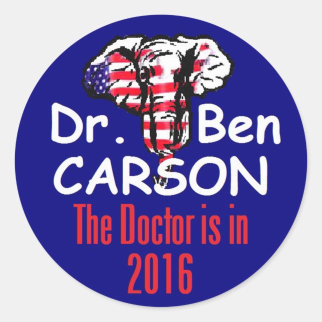 Ben CARSON 2016 Classic Round Sticker (Front)