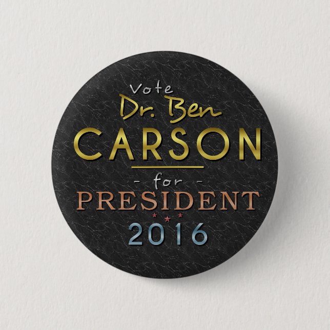 Ben Carson President 2016 Gold Black Classy 2 Inch Round Button (Front)