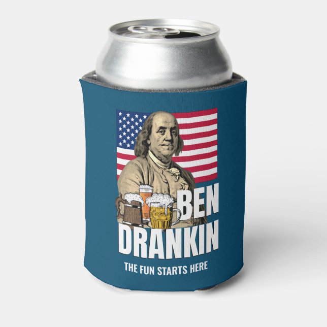 BEN DRANKIN 4th of July Benjamin Franklin Can Cooler (Can Back)