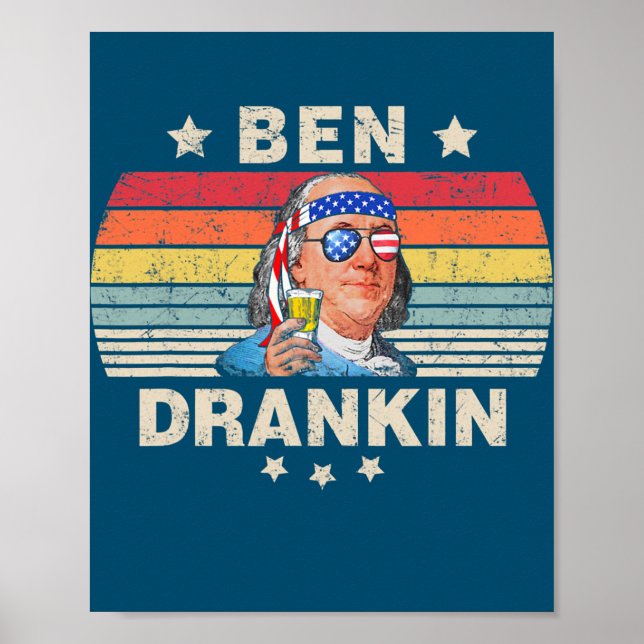 Ben Drankin 4th of July Benjamin Franklin Men Poster (Front)