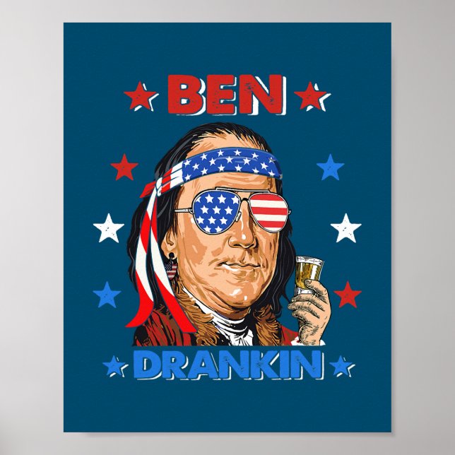 Ben Drankin 4th of July Benjamin Franklin Men Poster (Front)