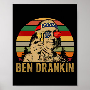 Ben Drankin 4th Of July Vintage American Flag Gles Poster