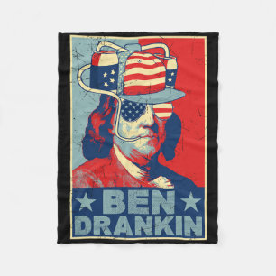 Ben Drankin Beer 4th Of July Retro Beer Lover Drin Fleece Blanket