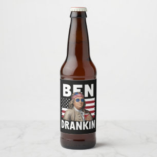 Ben Drankin Beer 4th of July Vintage Flag Funny Bottle Label