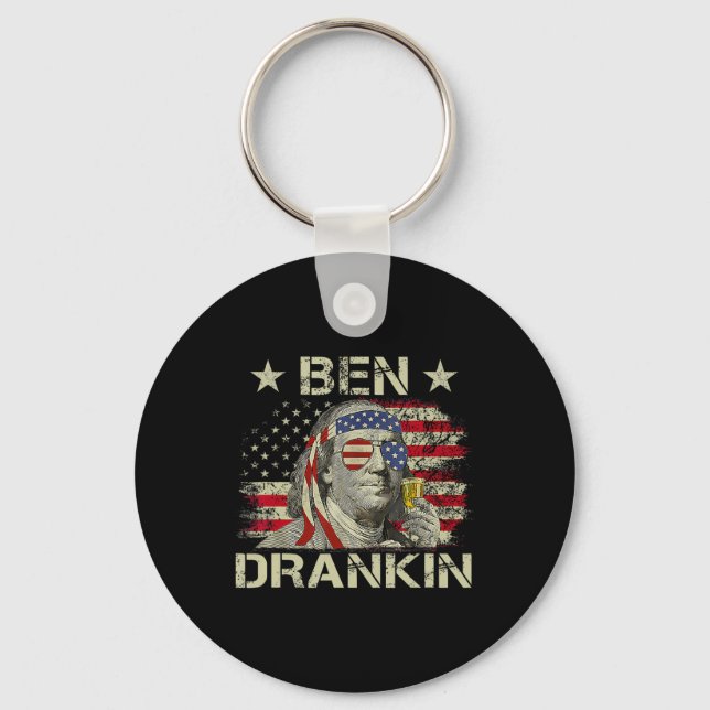 Ben Drankin Benjamin Franklin 4th Of July Funny Dr Keychain (Front)