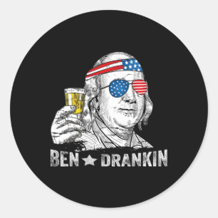 Ben Drankin - Benjamin Franklin Drinking Beer - 4t Classic Round Sticker