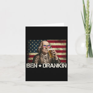 Ben Drankin Funny Beer 4th Of July Retro Usa Flag  Card