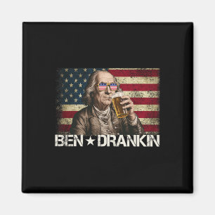 Ben Drankin Funny Beer 4th Of July Retro Usa Flag Magnet