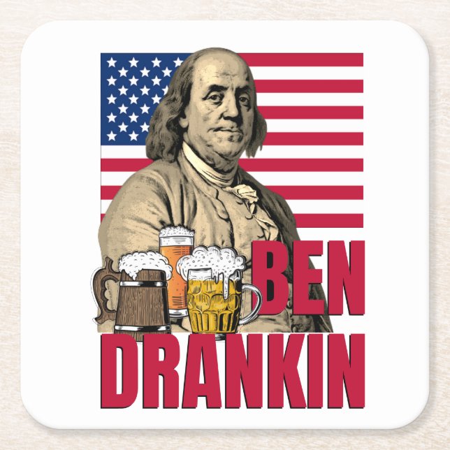 BEN DRANKIN July 4th Square Paper Coaster (Front)