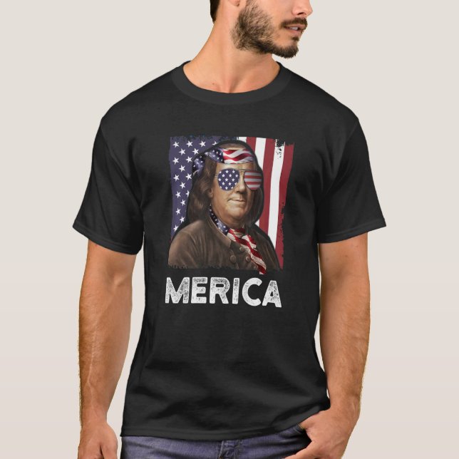 Ben Franklin 4th Of July Boys Kids Men Merica Amer T-Shirt (Front)