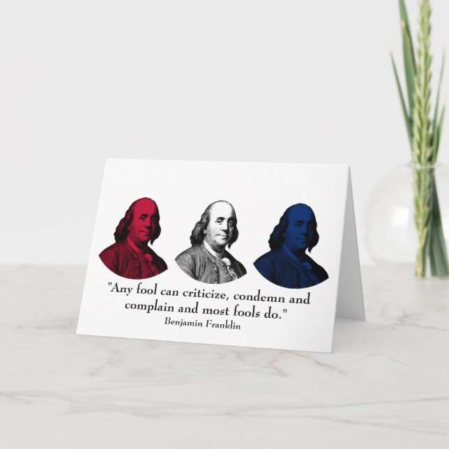Ben Franklin and Quote -- Red, White, and Blue Card (Front)