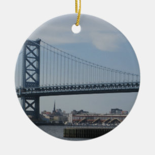 Ben Franklin Bridge Ceramic Ornament