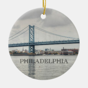 Ben Franklin Bridge Ceramic Ornament
