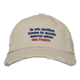 BEN FRANKLIN FREEDOM FOR SECURITY PATRIOT CAP