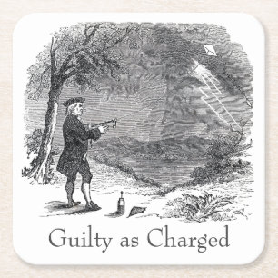 Ben Franklin Guilty as Charged Square Paper Coaster