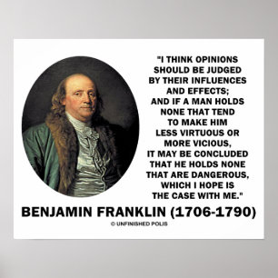 Ben Franklin Opinions Judged Influences Effects Poster