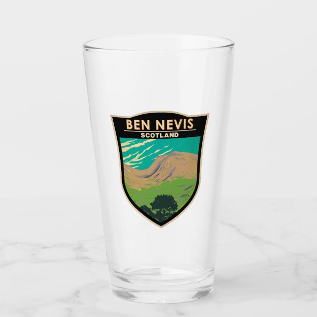 Ben Nevis Scotland Travel Art Vintage Glass (Front)