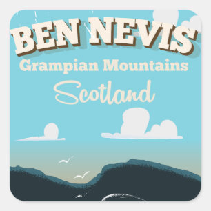 Ben Nevis vintage travel poster Square Sticker