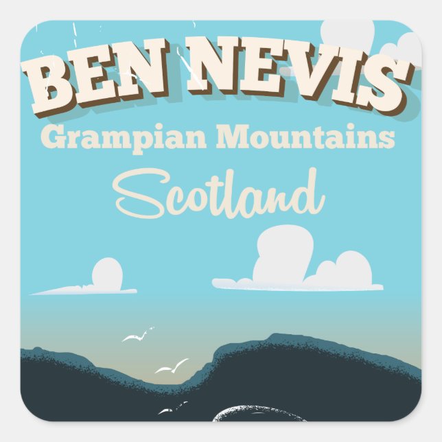 Ben Nevis vintage travel poster Square Sticker (Front)