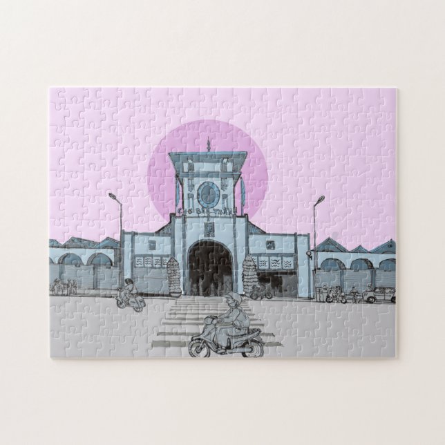 Ben Thanh Market Saigon Vietnam Illustration Jigsaw Puzzle (Horizontal)
