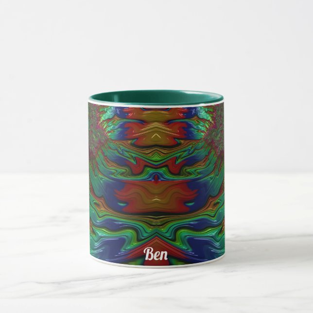 BEN ~ Zany 3D ~ Green Red Blue 3D  Mug (Center)