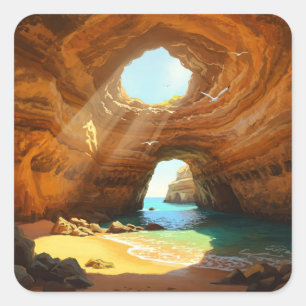 Benagil Caves Algarve Portugal Postcard Square Sticker
