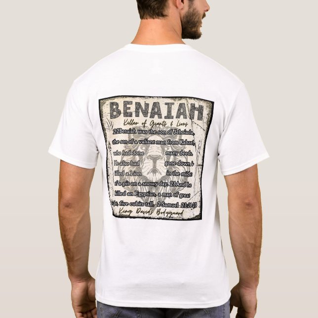 Benaiah, King David's Bodyguard 2 Samuel 23:20-23 T-Shirt (Back)