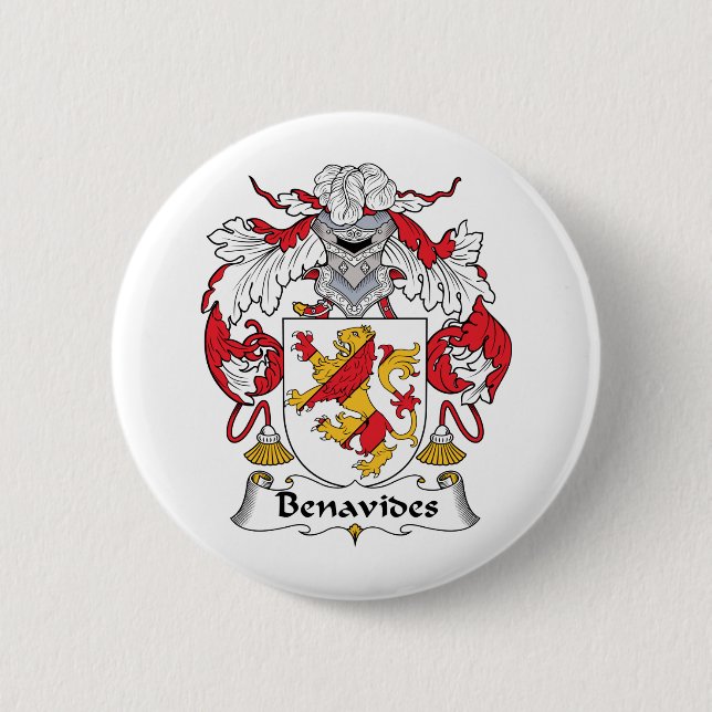 Benavides Family Crest 2 Inch Round Button (Front)