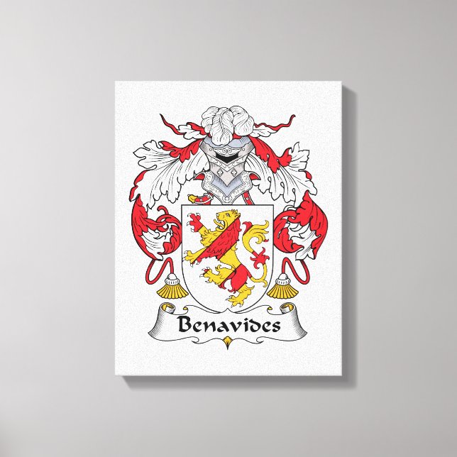 Benavides Family Crest Canvas Print (Front)