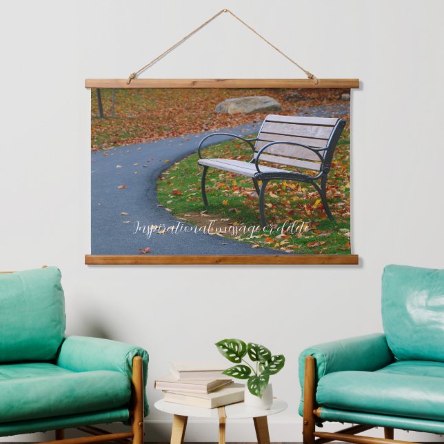 Bench Along A Fall Sidewalk Stroll Hanging Tapestry (Living Room)