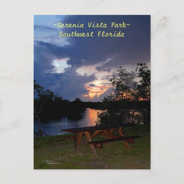 Bench canal sunset Florida Postcard (Front)